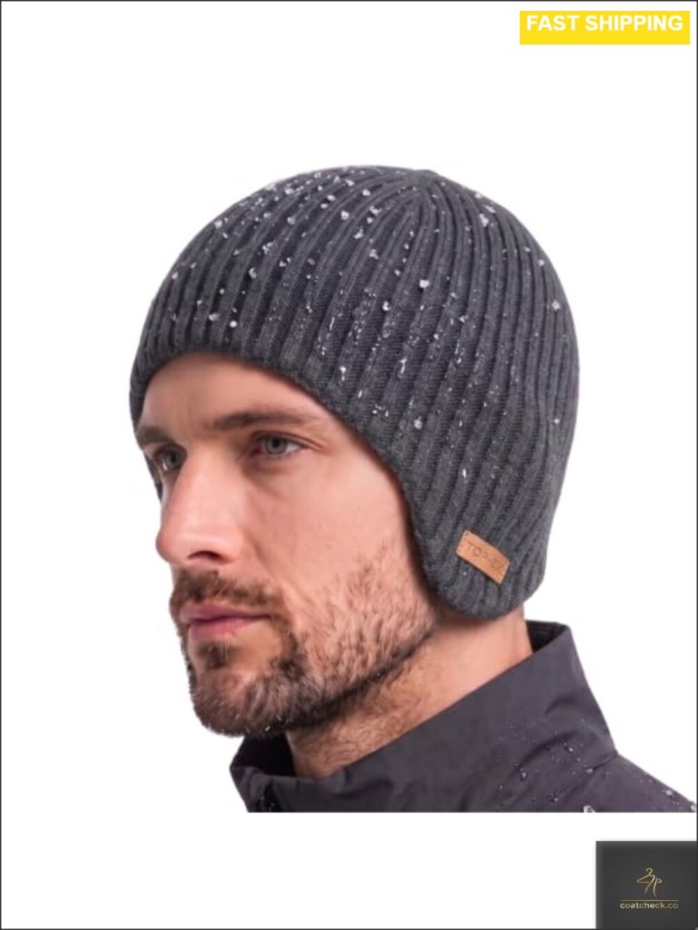 Merino Wool Blend Waterproof Ear Flap Beanie Polartec Fleece Lined